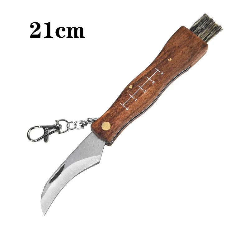 Mini Mushroom Multi Knife Stainless Steel Wooden Handle Sharp Picking Pocket Knife Hard Stainless Steel Multifunctional knife