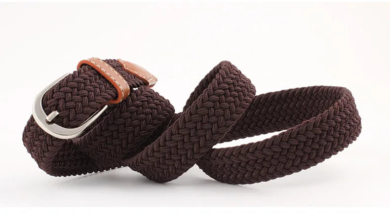 2.5cmx100cm Unisex Extended Elastic Knitted Thin Belt Women's Needle Button Canvas Jeans Student  Canvas Elastic Belt for Women
