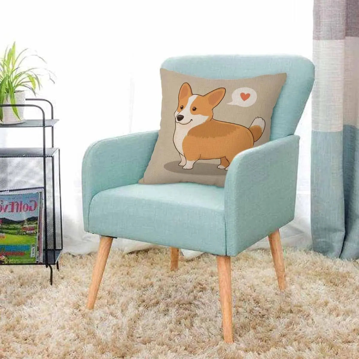 Cute Corgi Dog Pillow Cover, Cartoon Pet Cushion Case, Animal Lover Home Decor, Funny Dog Gift for Kids and Adults