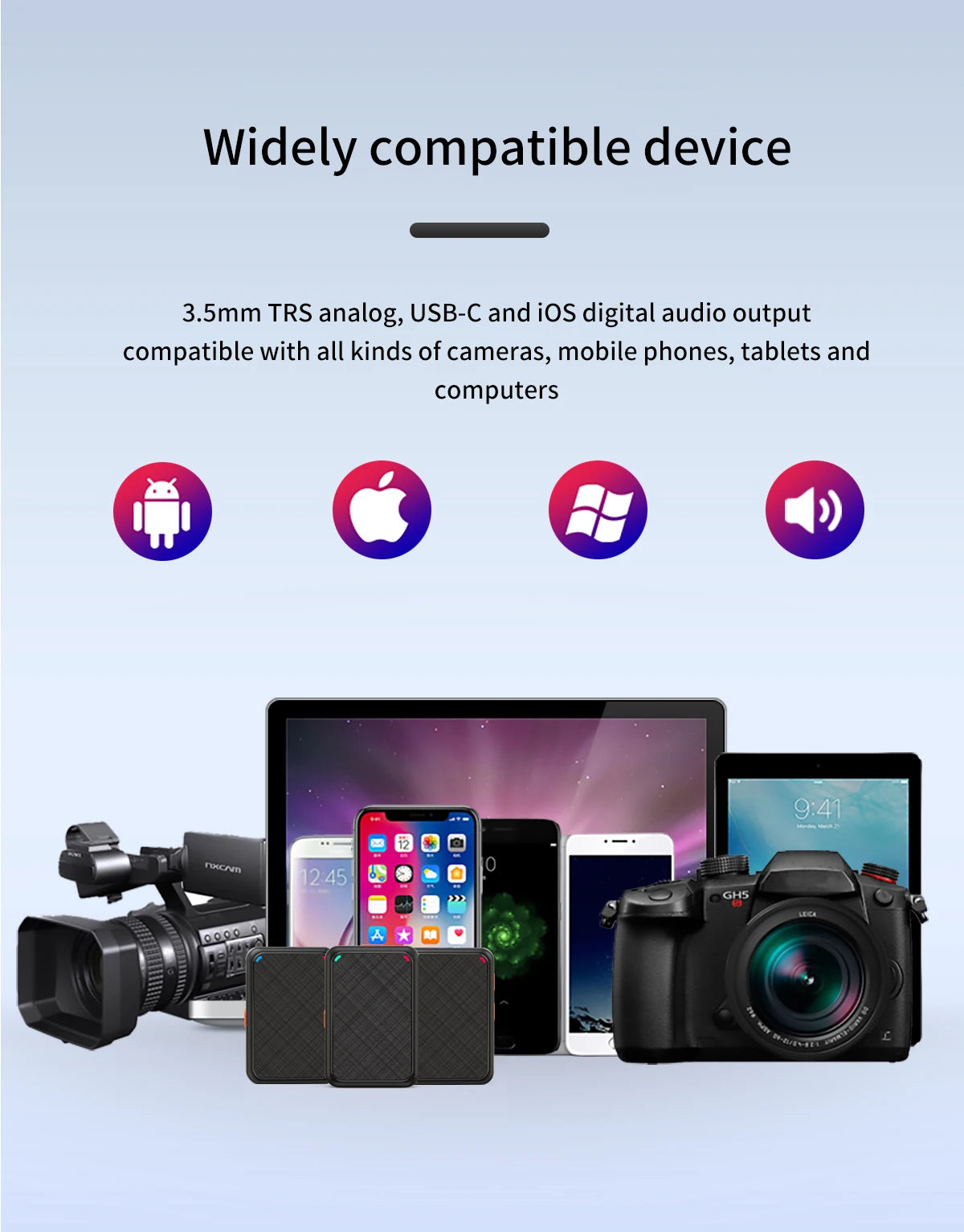 Wireless Lavalier Microphone Portable Audio Video Recording Mini Mic for iPhone Android Live Broadcast Gaming Phone Mic