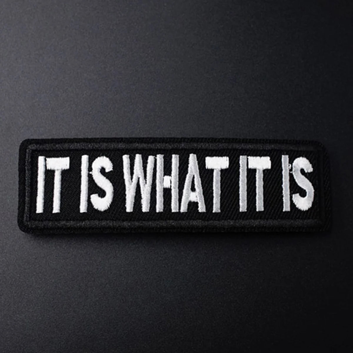 "It Is What It Is" Funny Meme Iron-On Patch - Humorous Embroidered Applique for Jackets, Bags, Hats, and DIY Clothing Accessorie