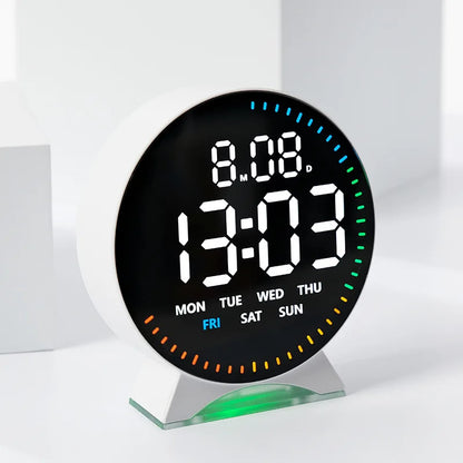 Digital Alarm Clock Week Date Second Hand Display Mood Light Dual Alarm Auto Dimmable Snooze Table Clock 12/24H DST LED Clock