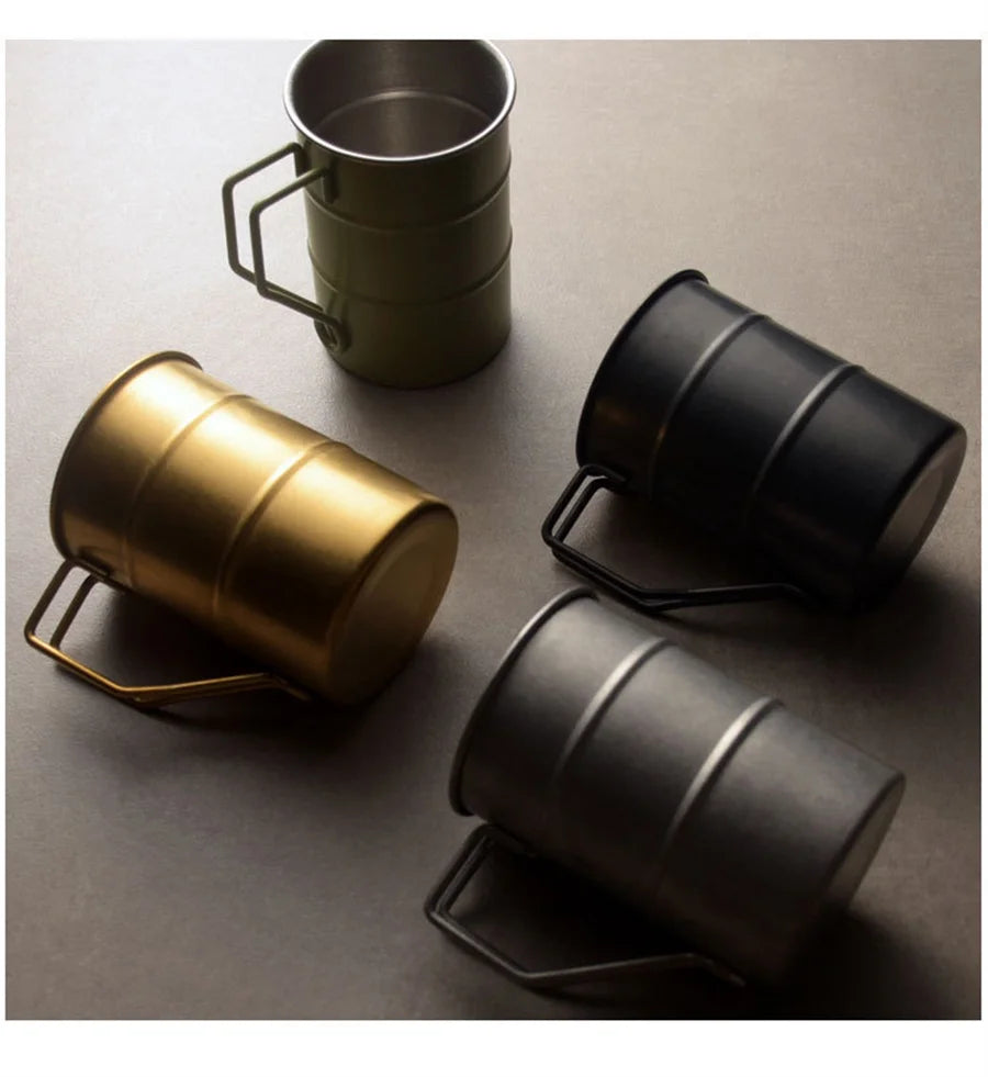 Outdoor 304 Stainless Steel Marco Mug, Industrial Style, Retro Old Creative, Coffee, Camping, Picnic, Beer Mugs