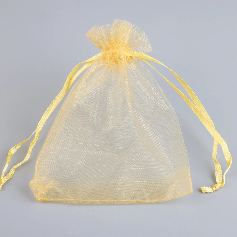 50/100pcs Colorful Organza Gift Bag 5x7 7x9 9x12 10x15 13x18cm Party Wedding Favors Candy Jewelry Packaging Drawstring pouches