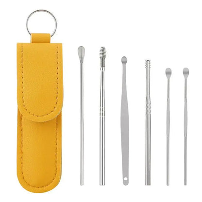 6Pcs Portable Stainless Steel Ear Spoon Cleaner Set Reusable Tools for Effective Earwax Removal