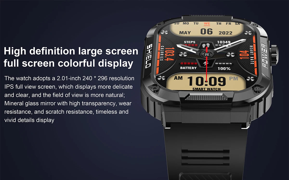 2026 AI Głos Mężczyźni Smartwatch Wojskowy Monitor Zdrowia Bezprzewodowe Połączenia Fitness Wodoodporny Sportowy Smartwatch dla Telefonów z iOS i Androidem