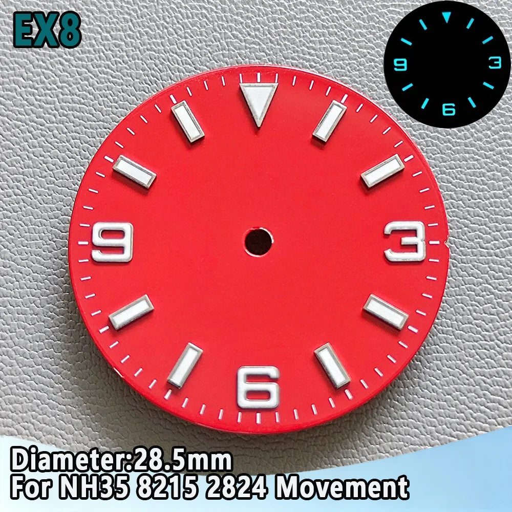 28.5mm NH35 Watch Dial Luminous Dials Single Calendar Dial Suitable For NH35 Movement Can Support DIY Dial Customization Logo