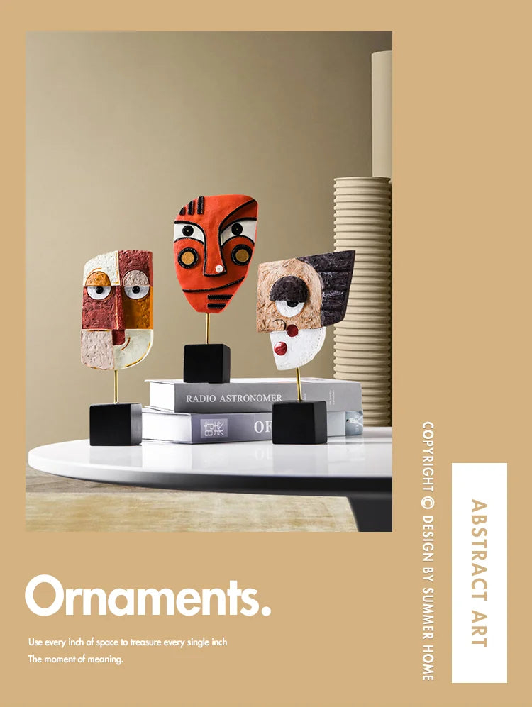 Abstract Facial Art Ornaments INS Nordic Style Home Resin Crafts Creative Living Room Wine Cabinet Decoration and Decoration