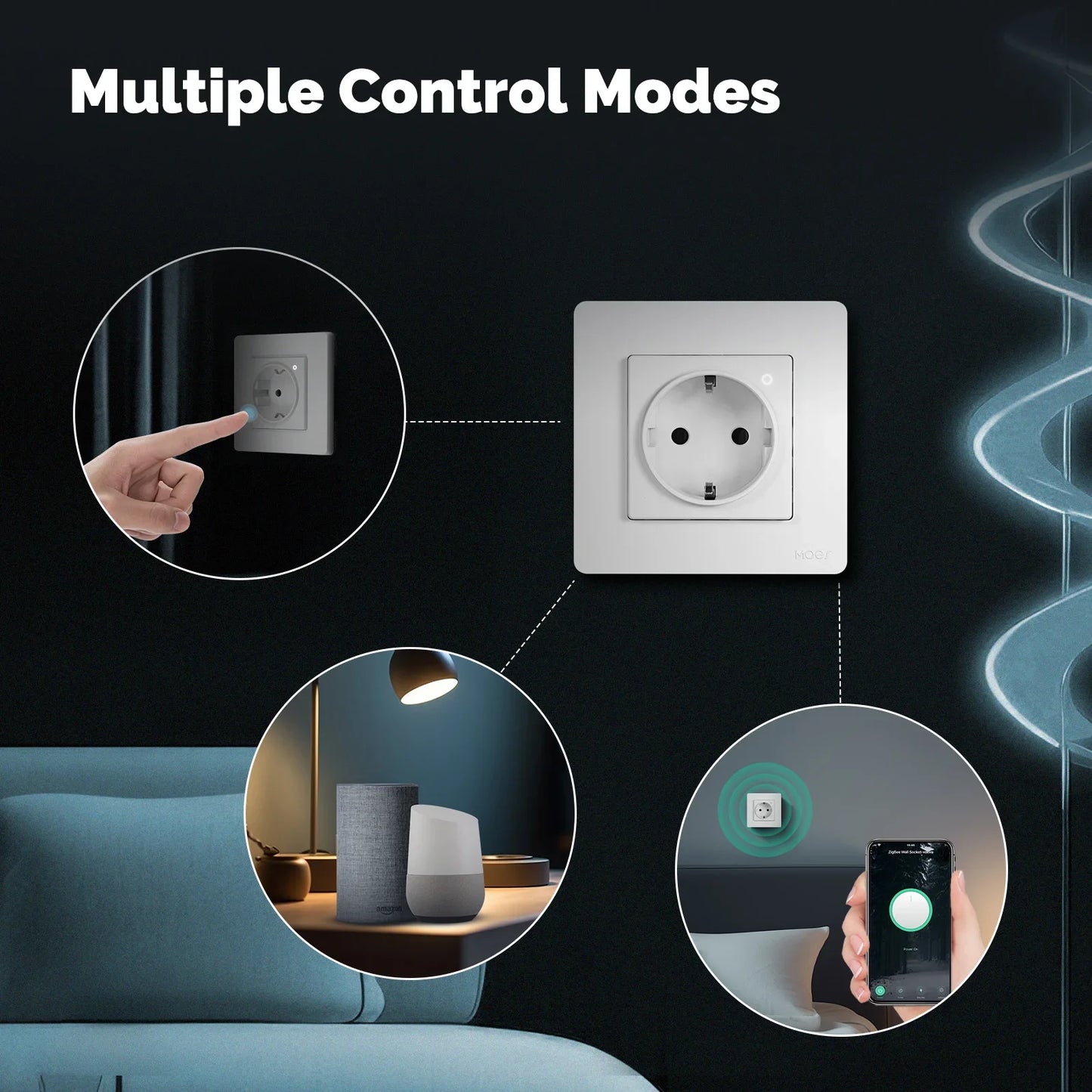 MOES Tuya ZigBee Smart Socket EU Wall Embedded Outlet Energy Monitor Indicator App Remote Control Voice Cotrol Alexa Google Home