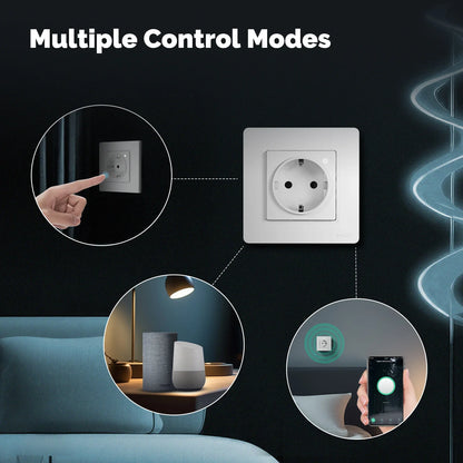 MOES Tuya ZigBee Smart Socket EU Wall Embedded Outlet Energy Monitor Indicator App Remote Control Voice Cotrol Alexa Google Home
