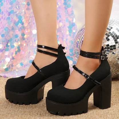 Fashion New High Heels Women Mary Janes Shoes Woman Platform Sandals Women Summer Dress Lolita Shoes Chunky Pumps