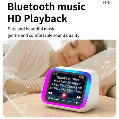AI Voice Assistant Bluetooth Speaker With RGB Color Lighting Alarm Clock LED Screen Weather Clock Display Electronic Speaker