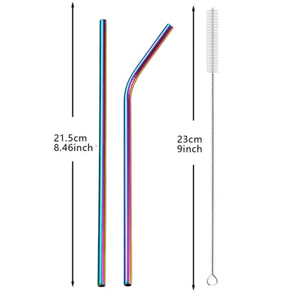 11Pcs Reusable Black Straw Set 304 Stainless Steel Straw Straight Bent Drinking Straw With Cleaning Brush Home Bar Accessory