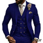 High Quality Green Business Men Suits Slim Fit Male Clothing Elegant Wedding 3 Piece Two Buttons Jacket Vest Pants Party Sets