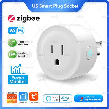 Tuya Smart Wifi Zigbee Plug US Standard Wireless Outlet 16A Remote Control Smart Home Appliances Work With Alexa Google Home