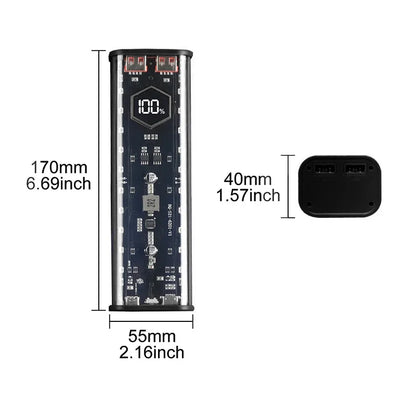 4*21700 Power Bank Cases Battery Storage Box Night Light Dual USB Charge DIY Shell for iPhone Xiaomi 21700 Battery Storage Box