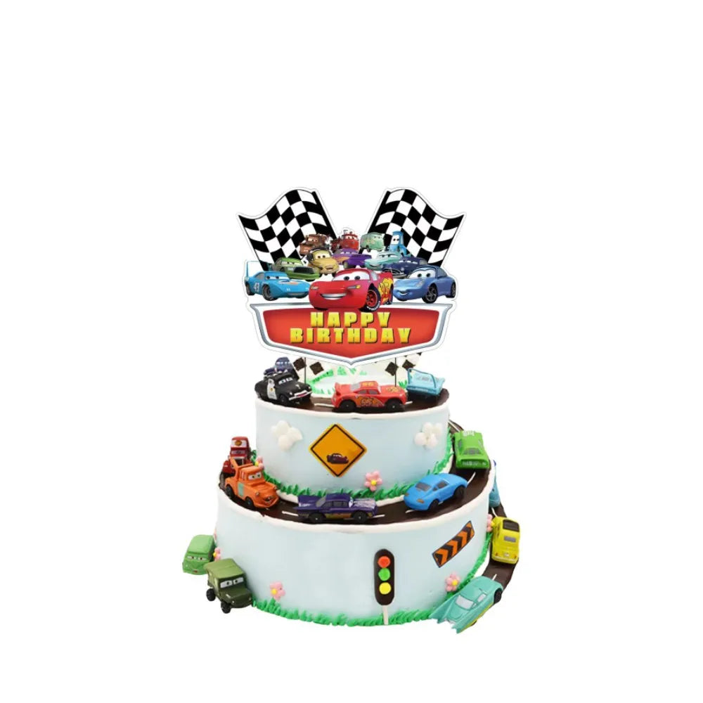 Cars Lightning McQueen Birthday Tableware Set Paper Cups Plates Tablecloth Napkins Banner Gift Bags Festive Event Essentials