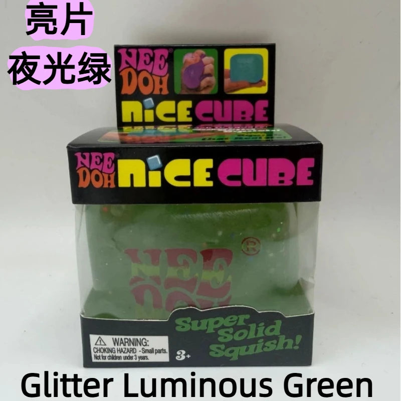 HOT Schylling Needoh Nice Cube Squishy Stress Toy Glow In The Dark Slow Rebound Sensory Glitter Pressure Relief For Adults gifts