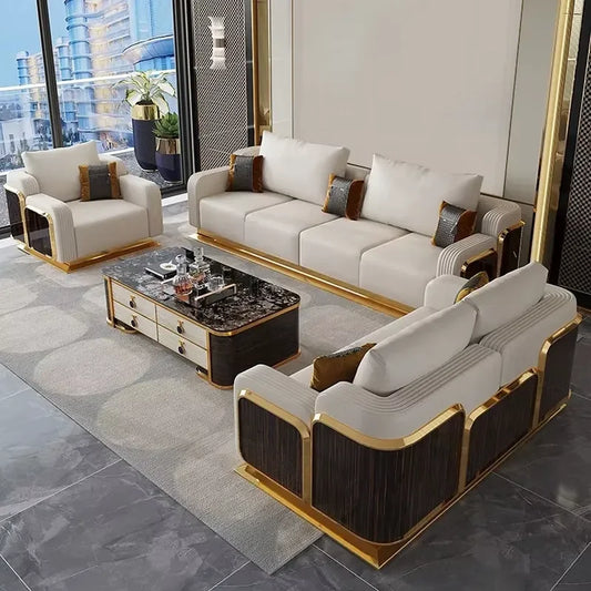 Custom Light Sectional Sofa Set Modern Apartment Mall Living Room Furniture
