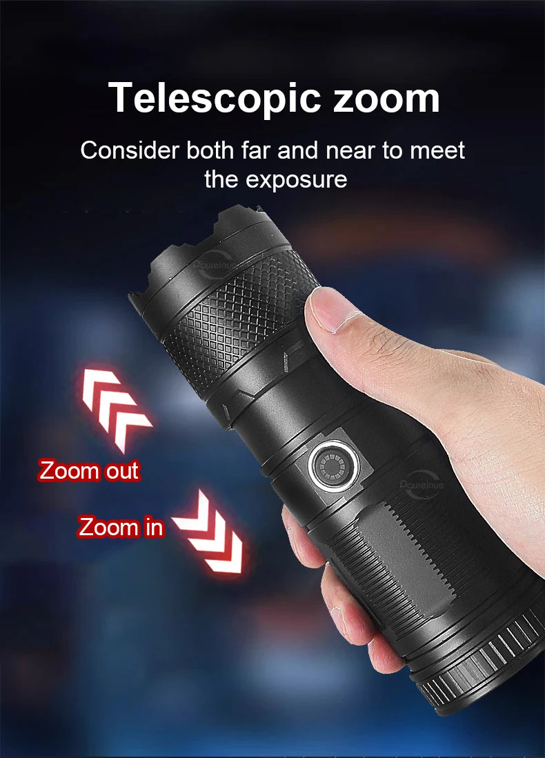 High Power ABS Flashlight White Laser Flashlight Built-in Battery Type-C Charging Tactical Torch Multifunctional Emergency Lamp