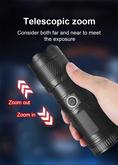 High Power ABS Flashlight White Laser Flashlight Built-in Battery Type-C Charging Tactical Torch Multifunctional Emergency Lamp