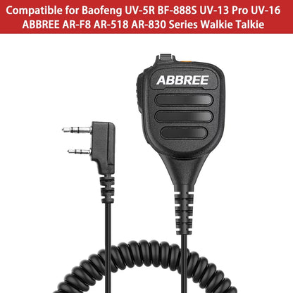 ABBREE AR-850 Walkie Talkie Handheld Heavy Speaker  Adjustable Speaker Mic Shoulder Microphone for BaoFeng UV-5R UV-13 PRO UV-16