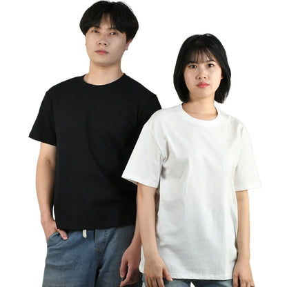 Men Women T-shirt High Qualtity Cotton Short Sleeved T Shirts O Neck Solid Color Tee Black White Breathable Clothing Couple Tops