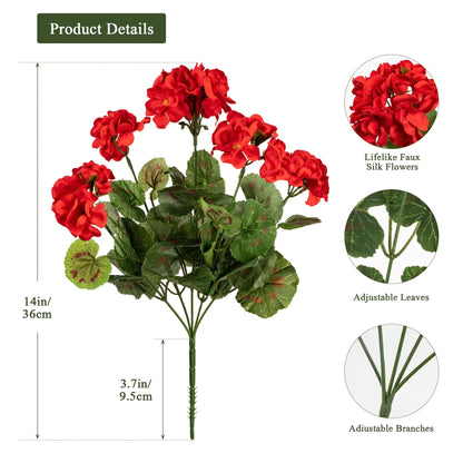 2/4pcs Artificial Flowers Faux Geranium UV Resistant Fake Flower for Planter Outdoor Garden Patio Decor Home Table Decoration
