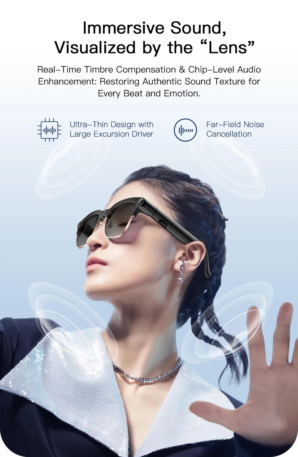 2026 New 8MP Ultra-Wide HD Camera Smart Glasses Video Record 4GB AI Photo Recognition BT Call Translation Voice Smart Glasses
