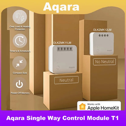 Aqara T1 Single Way Control Module Zigbee 3.0 Wireless Relay Controller 1 Channel With/No Neutral Remote Work with Apple Homekit