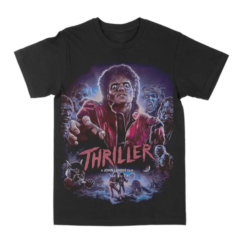 Michael Jackson Thriller Cotton TShirt Retro Streetwear Hip Hop Black Men's Clothing Women Clothing Tee 2026 Summer New T Shirt