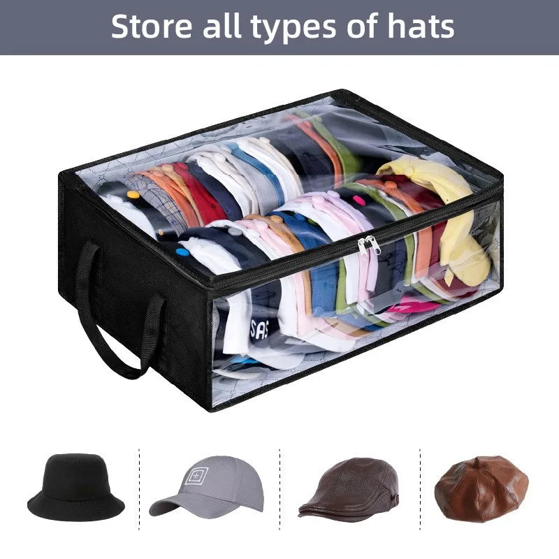 Collapsible Baseball Cap Storage Box, Large Capacity Multifunctional Hat Bag, Can Hold 40 Hats,Suitable for Dormitory Bedroom