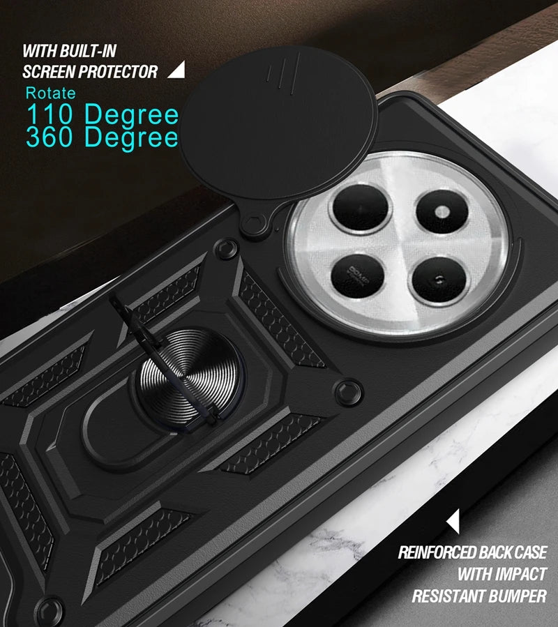 Shockproof Armor Magnetic Holder Ring Case For Redmi 14C 14 C Redmi14C 4G Lens Protect Cover For Xiaomi Poco C75 C 75 PocoC75