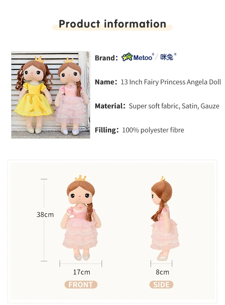 Original 38cm Metoo Angela Dolls Pink Sweet Fairy Tale Princess Cute Toy Beautiful Skirt Dolls Birthday Holiday Gifts For Kids