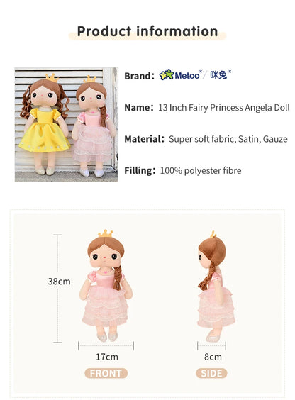 Original 38cm Metoo Angela Dolls Pink Sweet Fairy Tale Princess Cute Toy Beautiful Skirt Dolls Birthday Holiday Gifts For Kids