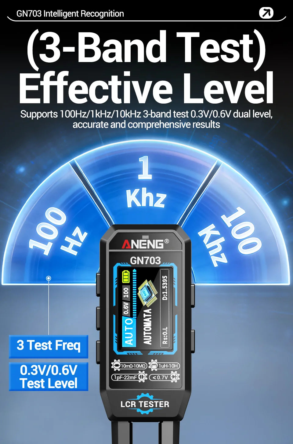 ANENG GN703 Smart Tweezers LCR Meter Professional SMD ESR Test Capacitance Resistance Inductance Digital LCR Bridge Calibration