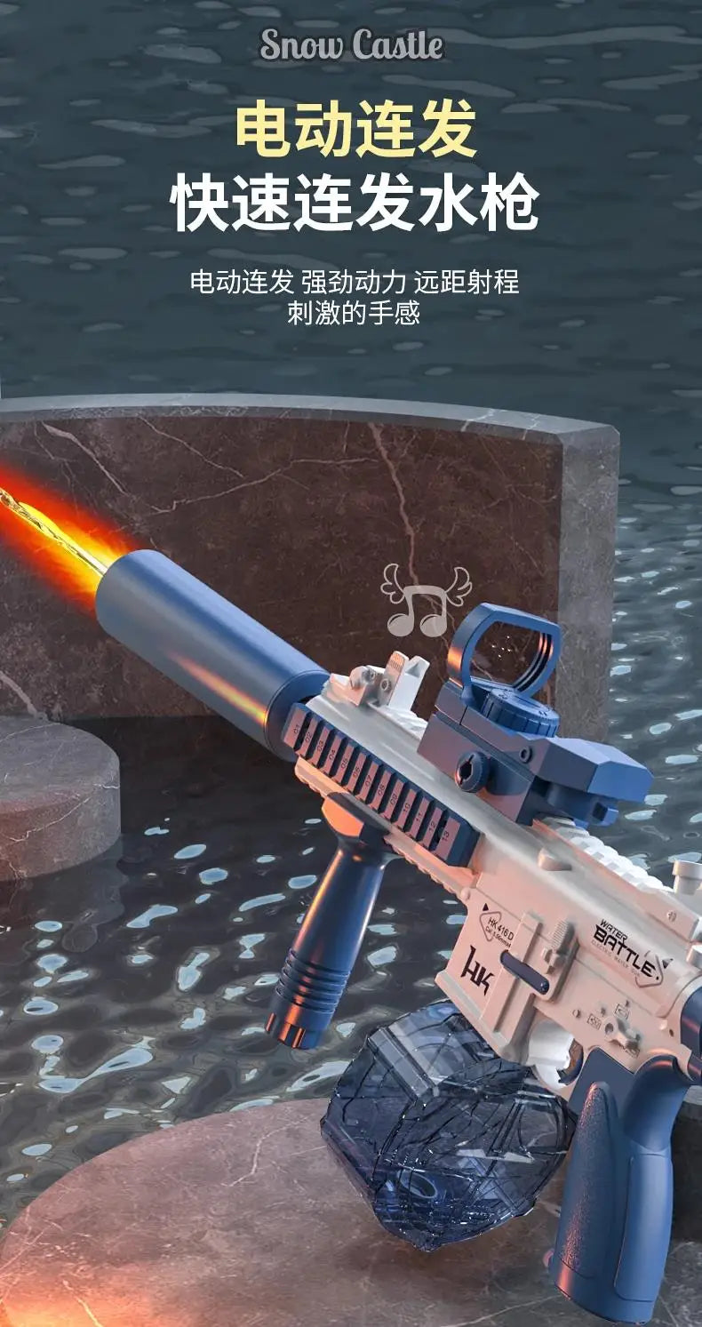 Water Gun Electric M416 Pistol Shooting Lighting Toy Gun Full Automatic Summer Pool Beach Toy For Kids Children Boys Girls Adult