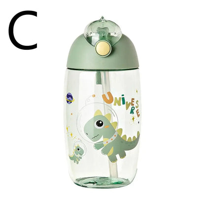 500ml Children's Dinosaur Water Bottle With Silicone Straw Leak Proof Plastic Water Bottle Summer Children's Water Cup