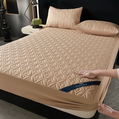 Ultrasonic Quilted Waterproof Antibacterial Mattress Protector Breathable Ultra Soft Noise Free 30CM Deep Pocket Fitted Sheet