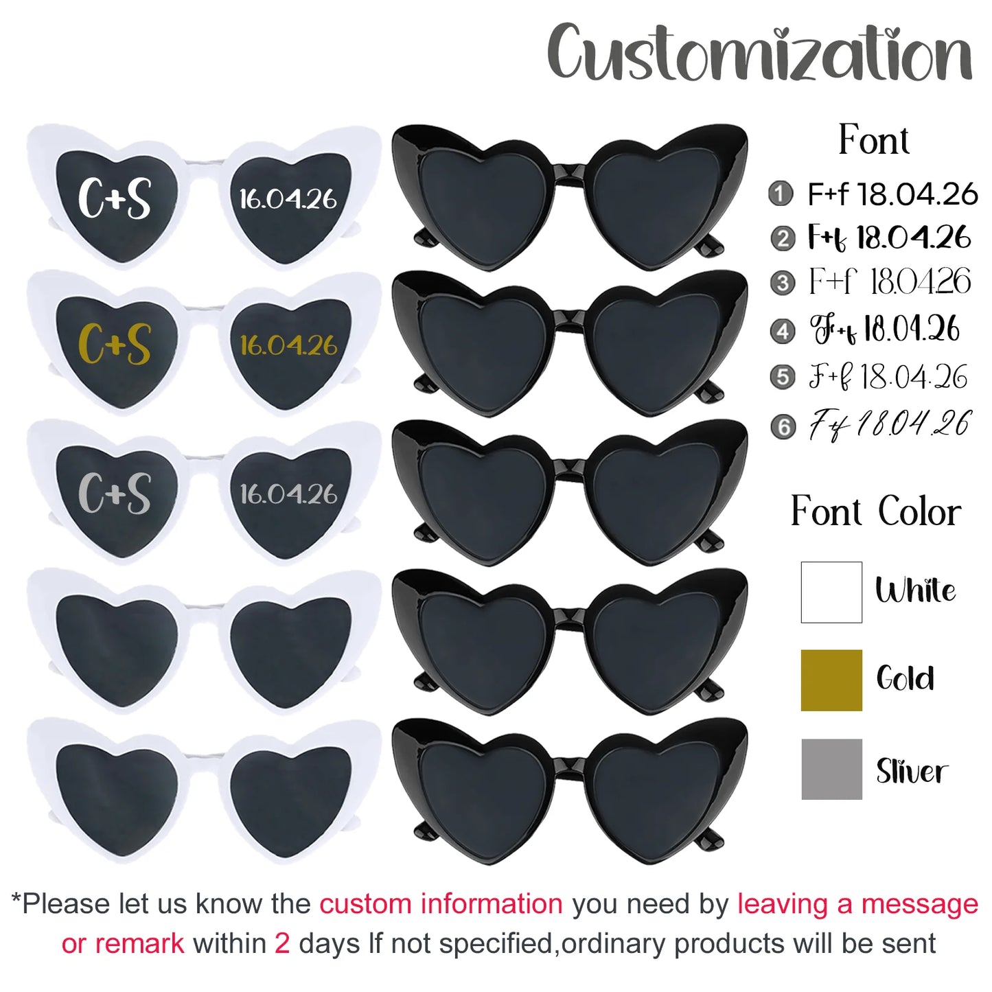 12-120Pcs Custom Wedding Sunglasses Personalised Heart Shaped Sunglasses Wedding Party Favors for Guest Date Initials Custom