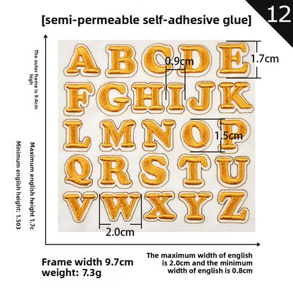 26pcs Small Letter Embroidered Patches Self-Adhesive Fabric Stickers Patche For Fabric, Clothes, Hat, Socks, Jeans,Backpacks
