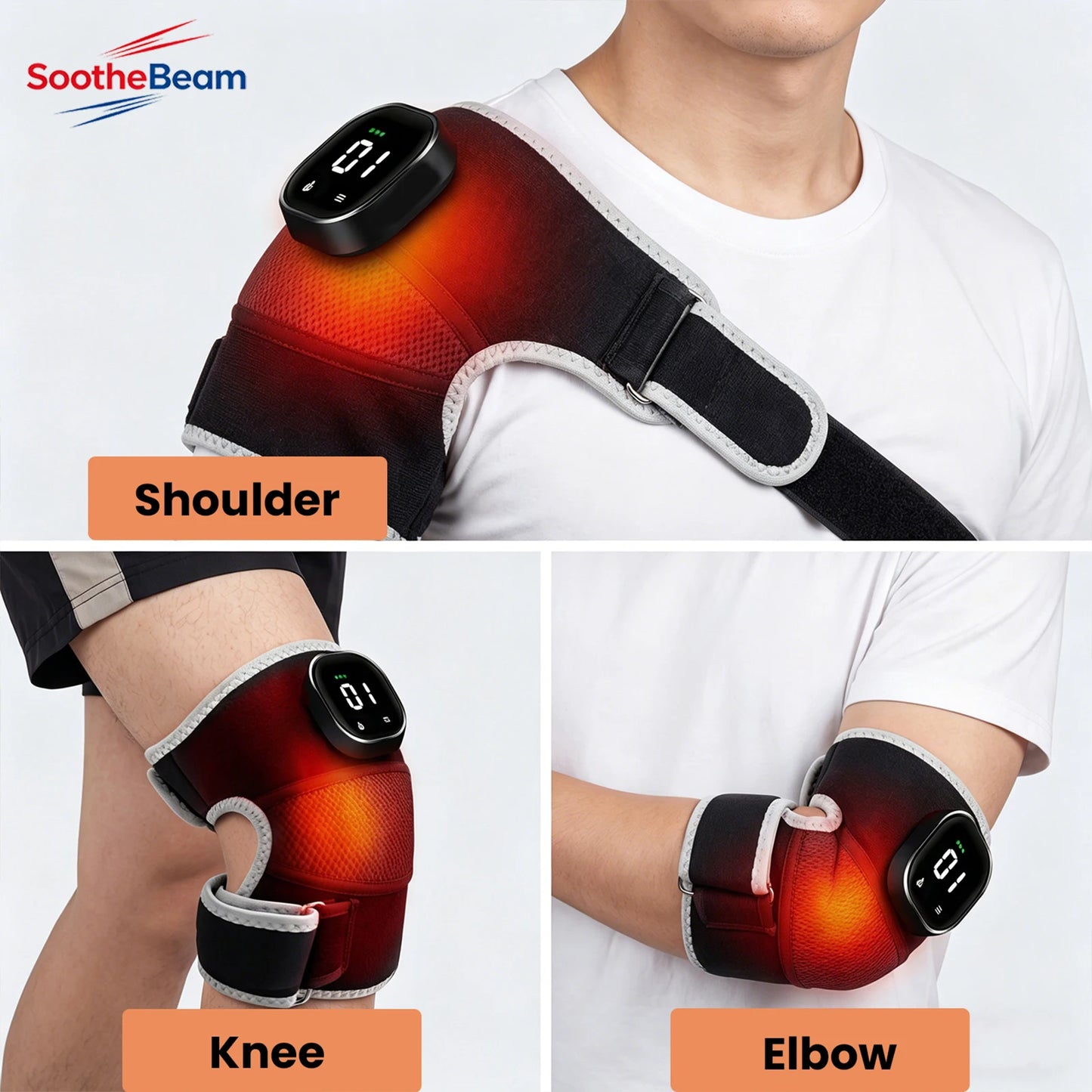 Infrared Heating Vibration Brace USB Plug In 660nm 850nm Red Light Pad for Knee Shoulder Elbow Joint Relax