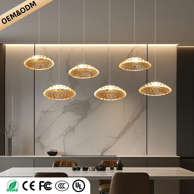 Modern Restaurant Pendant Lamp for Villa Dining Table Bar Kitchen Island Hanging Light for LED Glass Dining Room Chandelier