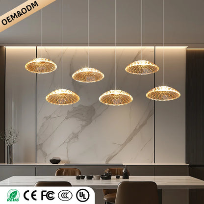 Modern Restaurant Pendant Lamp for Villa Dining Table Bar Kitchen Island Hanging Light for LED Glass Dining Room Chandelier