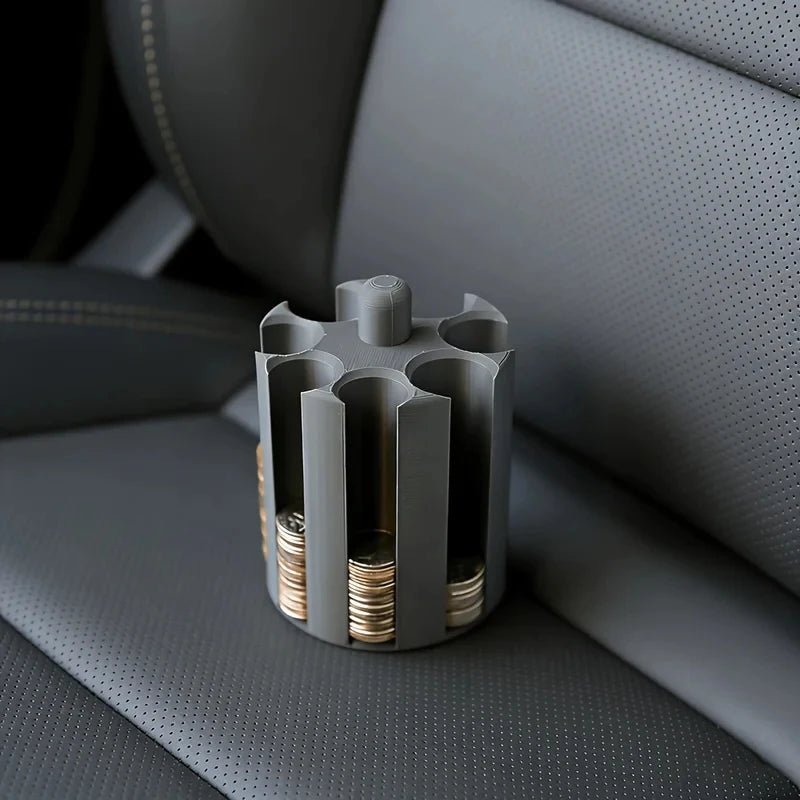 1PC Car Cup Holder Coin Organizer – Cylindrical 7-Slot Storage for Standard Cup Holders