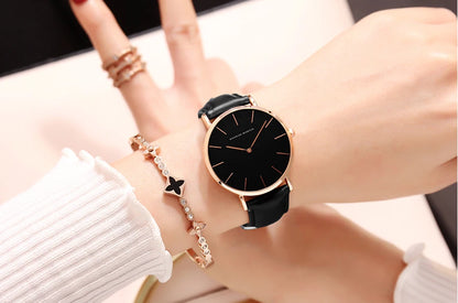 Hannah Martin Hot New Ms Fashion Simple Quartz Movement Watch High Quality Leather Strap Waterproof Lady Watch Relogio Feminino