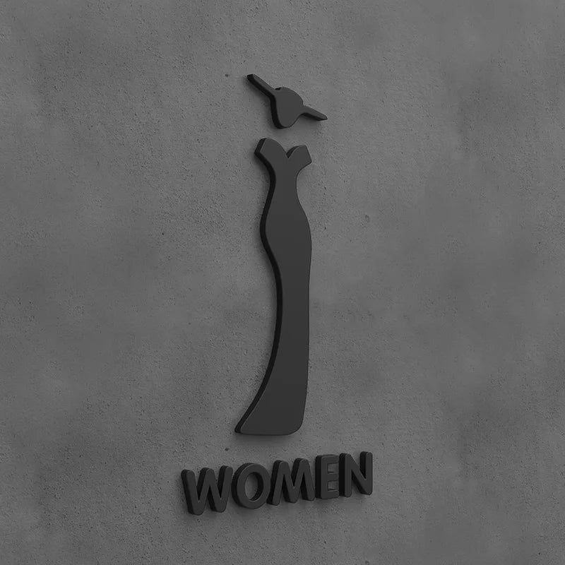 Matte Black Gold Toilet Sign Plate Acrylic 3D Wash Room Door Wall Label Sticker Wc BathRoom Signage Board Art Hotel Home Decor