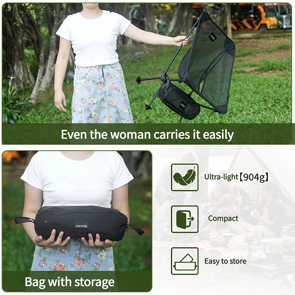 DOTWISE Portable Outdoor Camping Chair Breathable Moon Chair Fishing Chair  Aluminum Alloy MeshAnti-Sinking Lightweight Chair