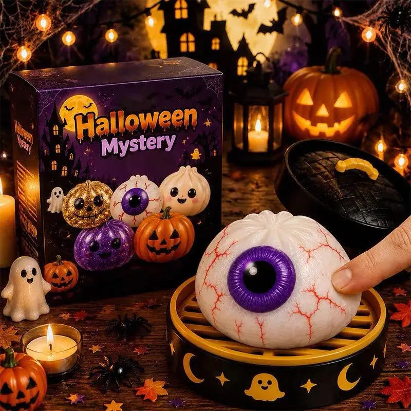 5.5cm Soft Squishy Dumpling Toy With Halloween Theme Steamed Box Slow Rising Funny Sensory Toy Decompression Squeeze Toy Gift