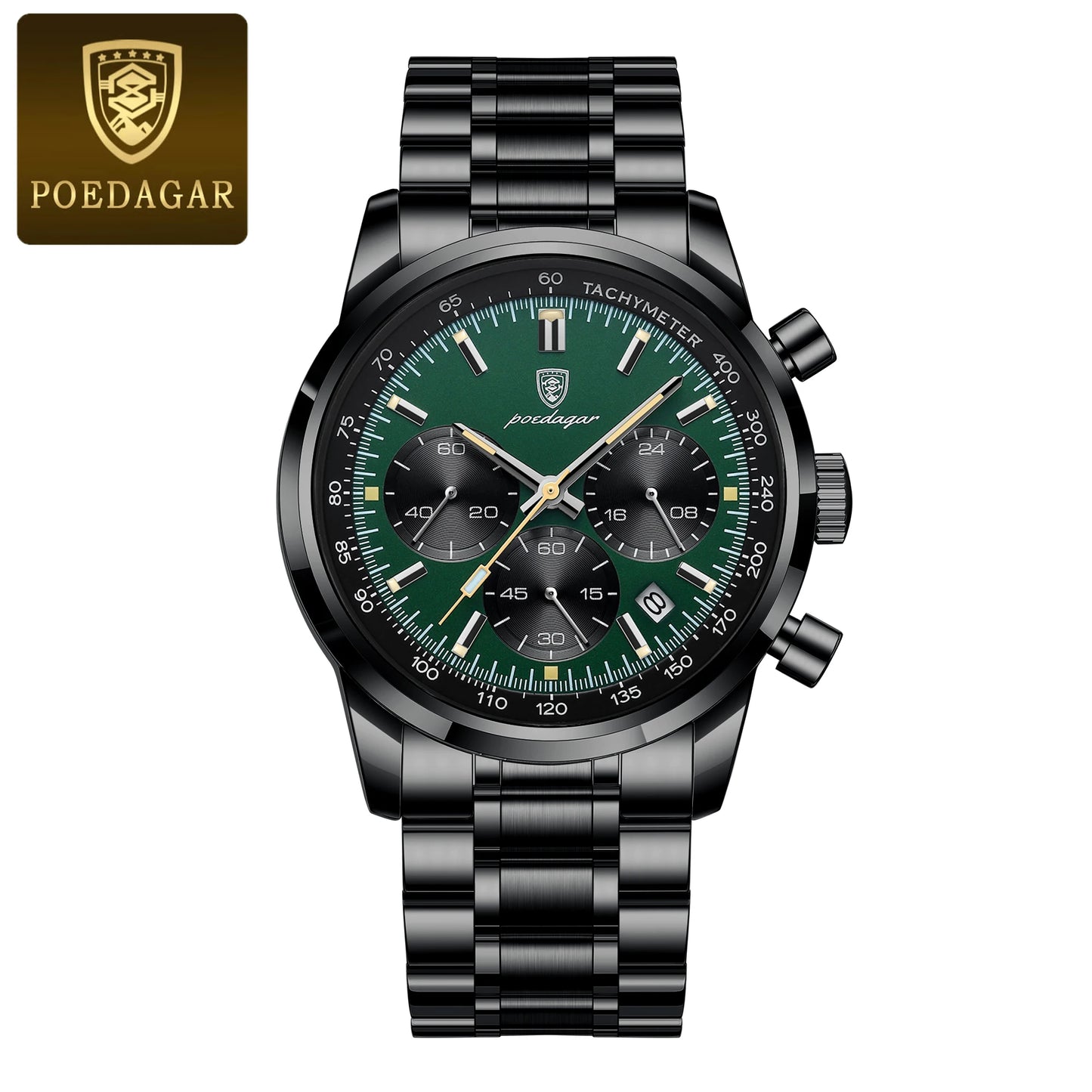 POEDAGAR Luxury Fashion Men Wristwatch Waterproof Luminous Chronograph Date Man Watch Stainless Steel Sport Quartz Men's Watches
